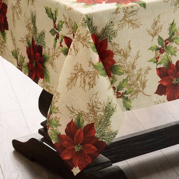 Poinsettia Tartan 60 in. x 102 in. 80% Cotton 20% Polyester Tablecloth Poinsettia Tartan 60 in. x 102 in. 80% Cotton 20% Polyester Tablecloth