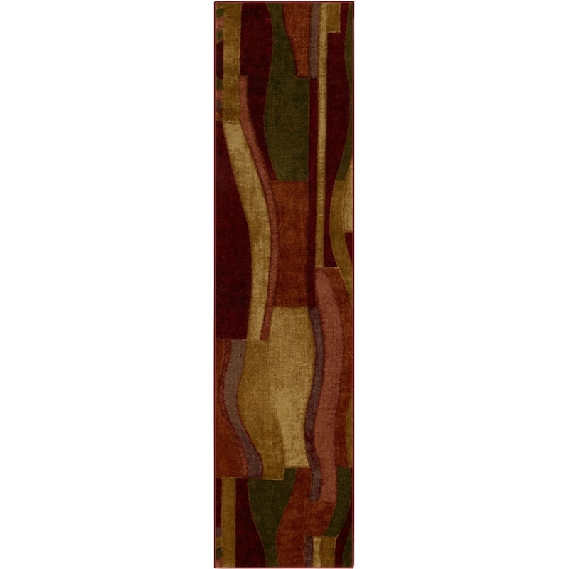 Copper Grove Coronado Abstract Runner Rug - 2' x 5' - Burgundy/Tan - Runner/Rectangle