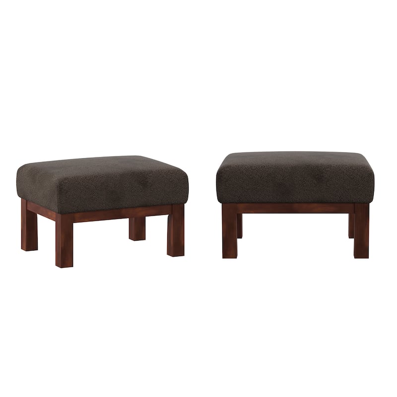 Sigulda Mission-Style Wood Accent Chair with Ottoman