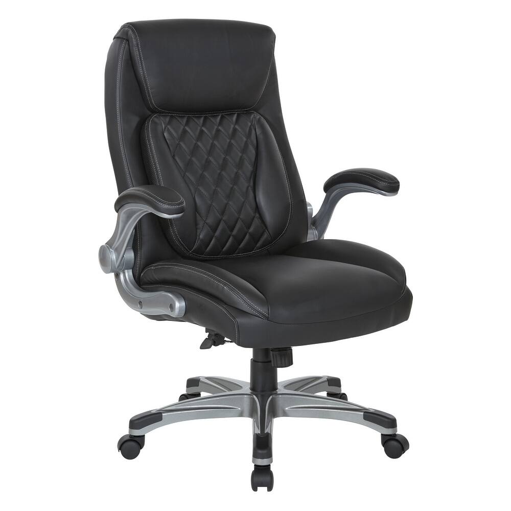 Executive Chair in Bonded Leather with Flip Arms