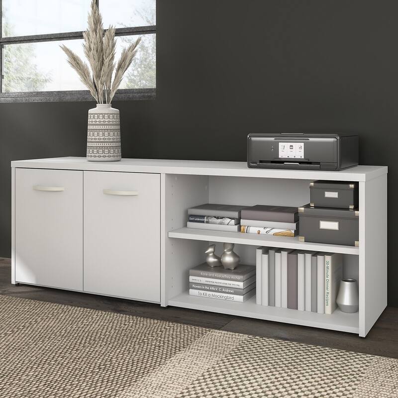 Hybrid Low Storage Cabinet with Doors by Bush Business Furniture - White