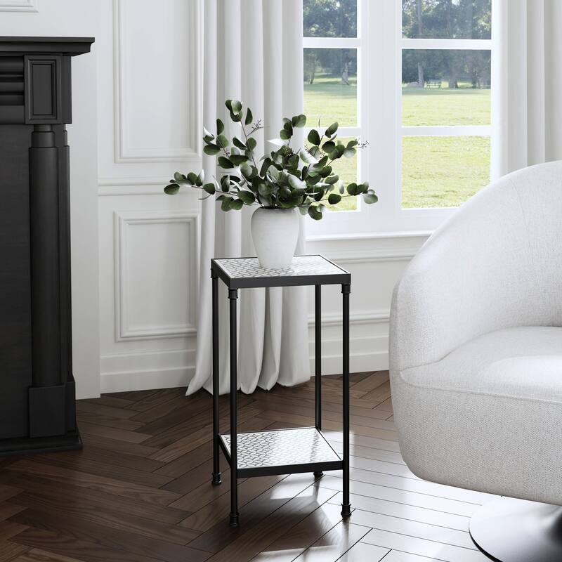 Lana Resin and Bone Inlay Side Table - Gray Bone Inlay