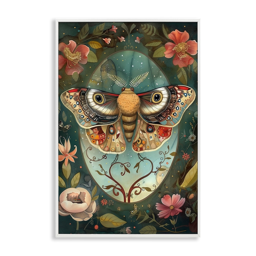 Stupell Ornate Botanicals & Moth Framed Giclee Art Design By The Dutch Lady