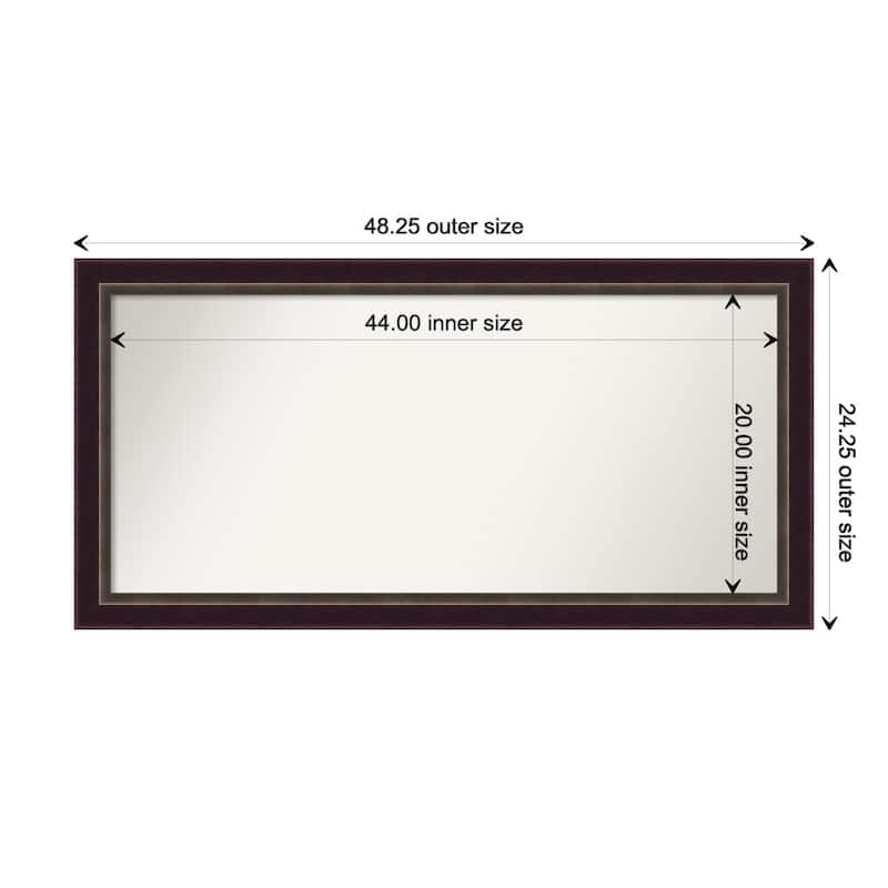 Signore Bronze Framed Non-Beveled Custom Wall Mirror, Bathroom Vanity Mirror - Outer Size: 48.25 x 24.25