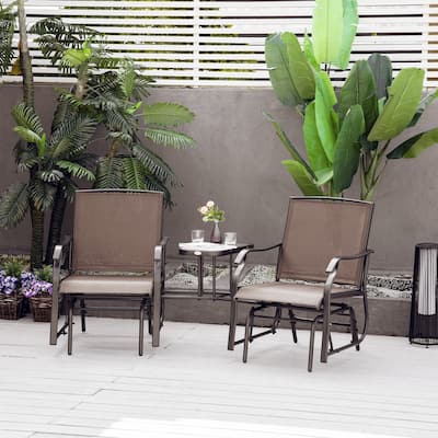 2 Person Patio Glider Rocking Chair with Built-In Tea Table for Comfortable Outdoor Seating - 76.75" L x 34.75" W x 35" H