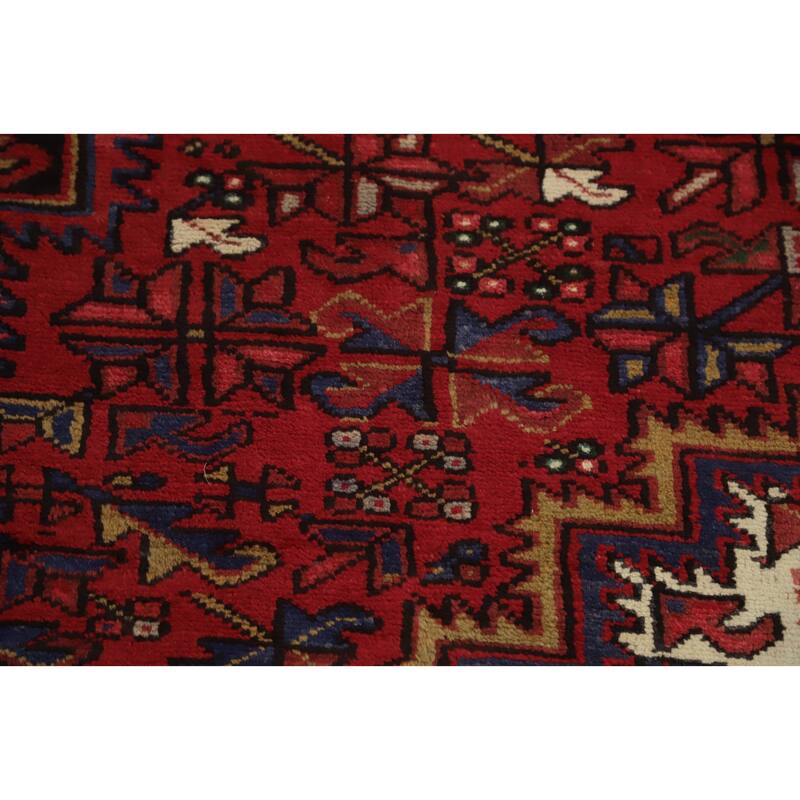 Hand Knotted Oriental 100% Wool Carpet Traditional Medallion Red Heriz Area Rug - 9' 8'' X 6' 11''