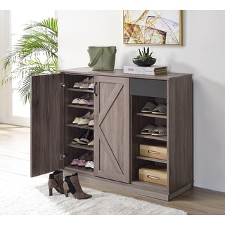 Gray Oak Wooden Toski Cabinet with 1 Drw, 4 Open Compartment - Bed Bath ...