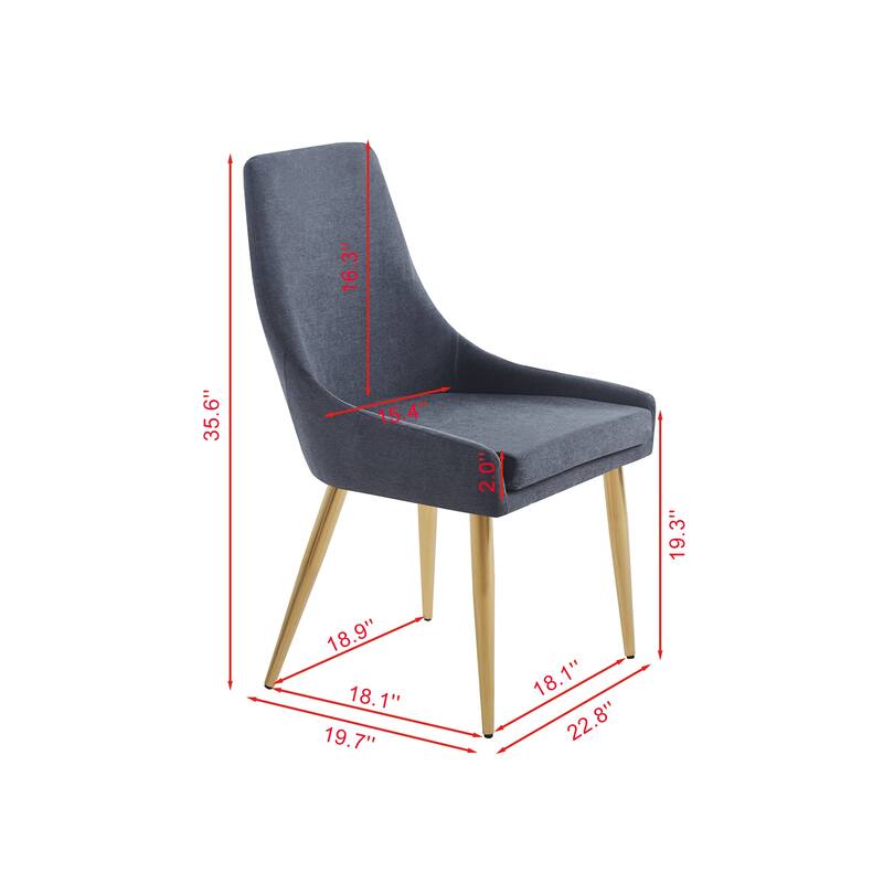 Set of 2 Classical Upholstered Accent Dining Chairs with Steel Legs