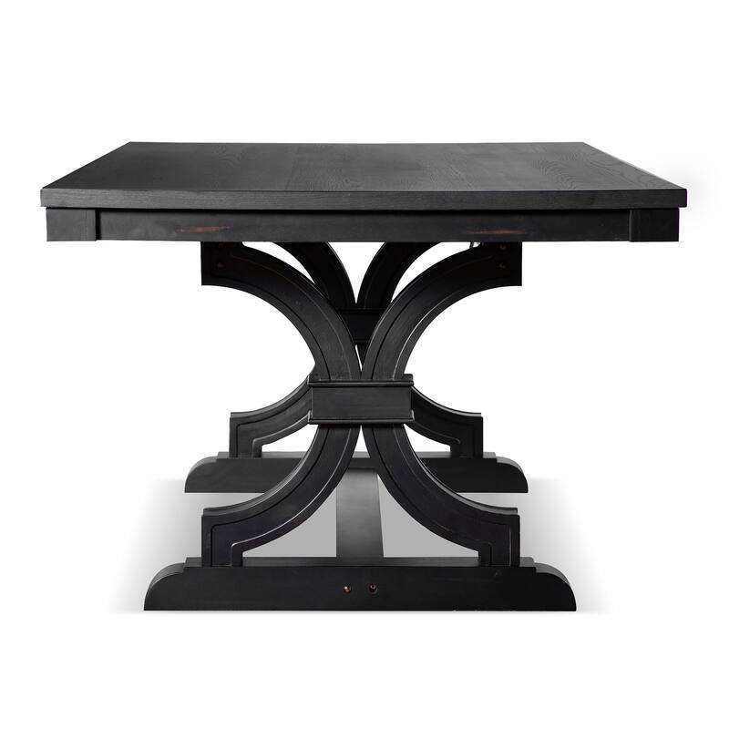 Furniture of America Kieran Farmhouse Black 79-inch Solid Wood Dining Table
