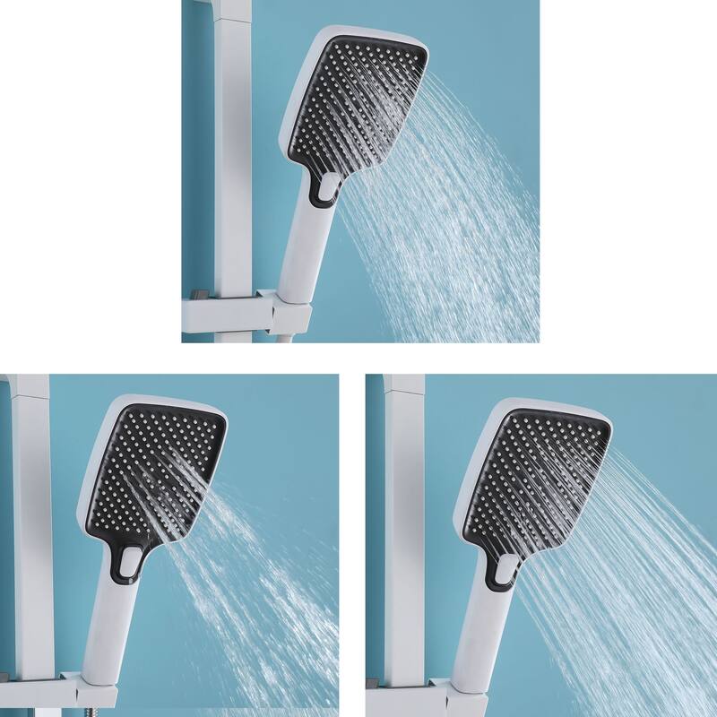 Wall Mount Tub Faucet with Hand Shower Brass Waterfall Tub Filler with Slide Bar Bahttub Faucetwith Valve