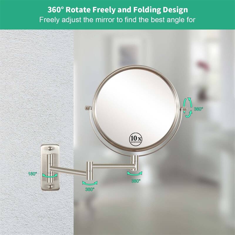 10x/1x Wall Mounted Magnifying Mirror Double-Side Mirrors for Wall