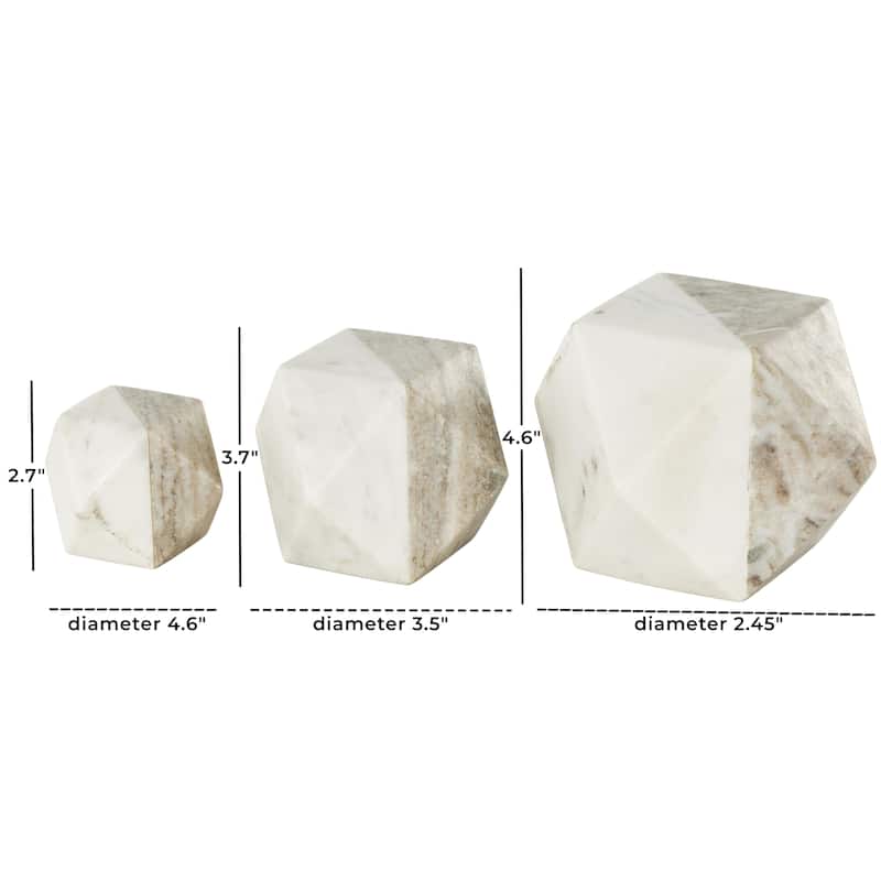 Marble Geometric Cube Two-Toned Hexagon Decorative Sculpture - Set of 3 White or Black - Roche River Decor