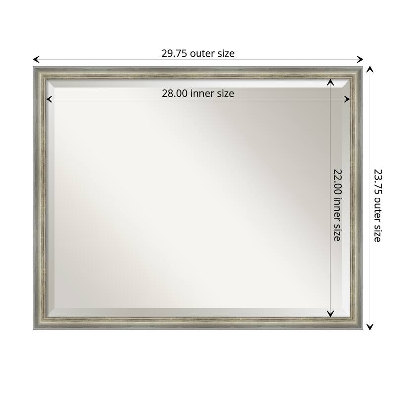 Salon Scoop Beveled Wood Framed Bathroom Vanity Wall Mirror - Salon Scoop Silver - Glass Size 28x22