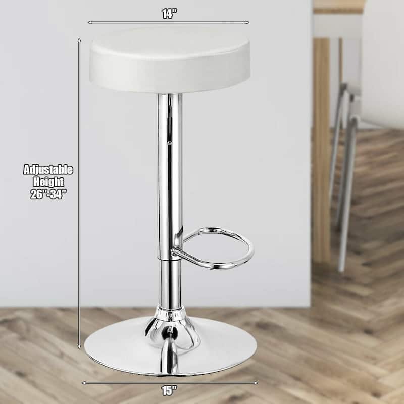 1 PC Round Bar Stool Adjustable Swivel Pub Chair - 14" x 26" - 34" (D x H)