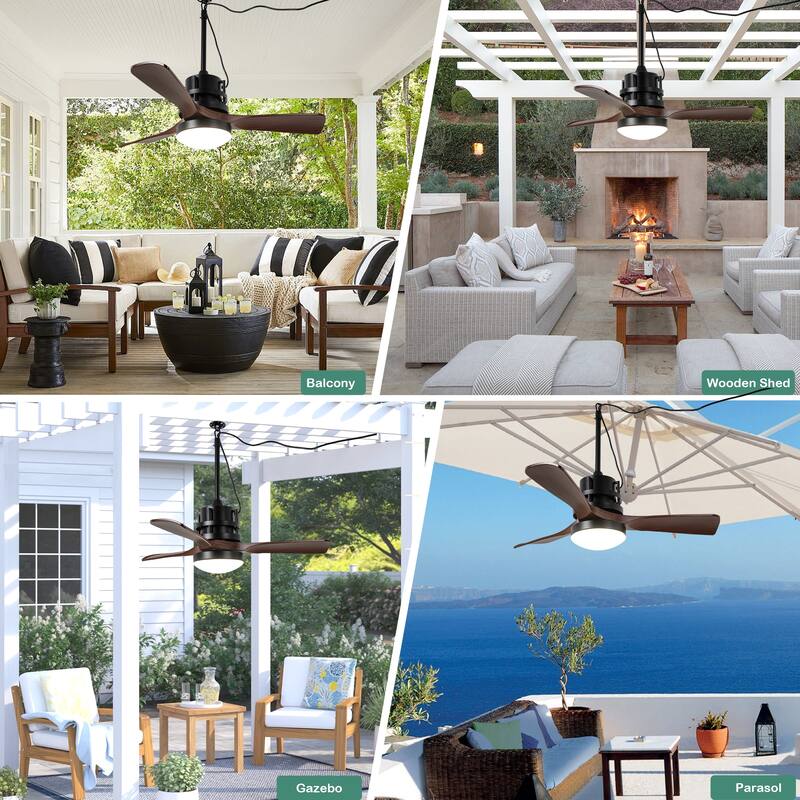 Cusp Barn 42 Inch Outdoor Indoor Ceiling Fan with Light and APP Control, Farmhouse 6 Speeds Plug-in Waterproof Ceiling Fan