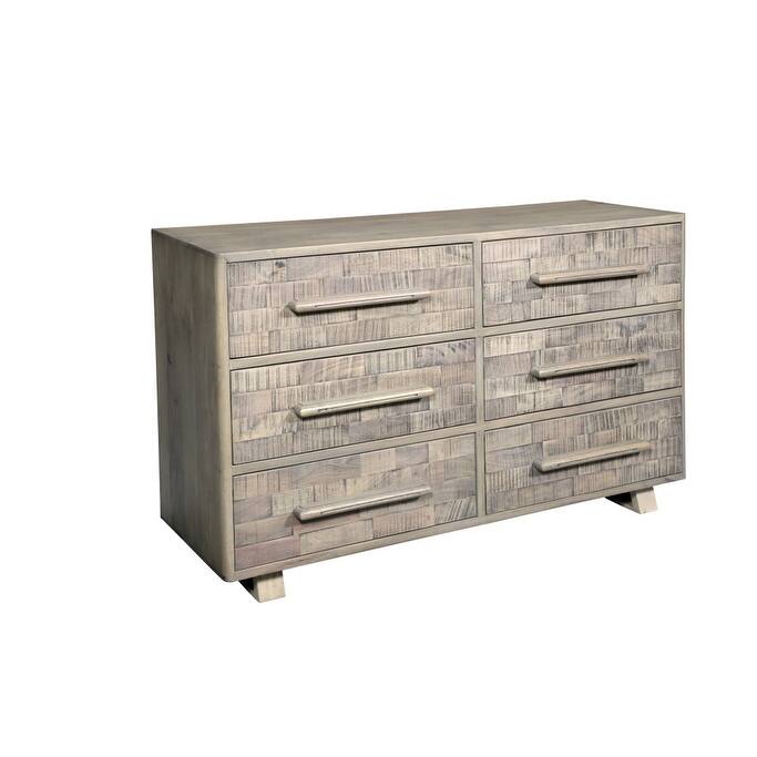 HomeRoots 57" Gray Solid Wood Six Drawer Dresser