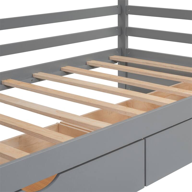 Twin size House Bed with Two Drawers and Wardrobe