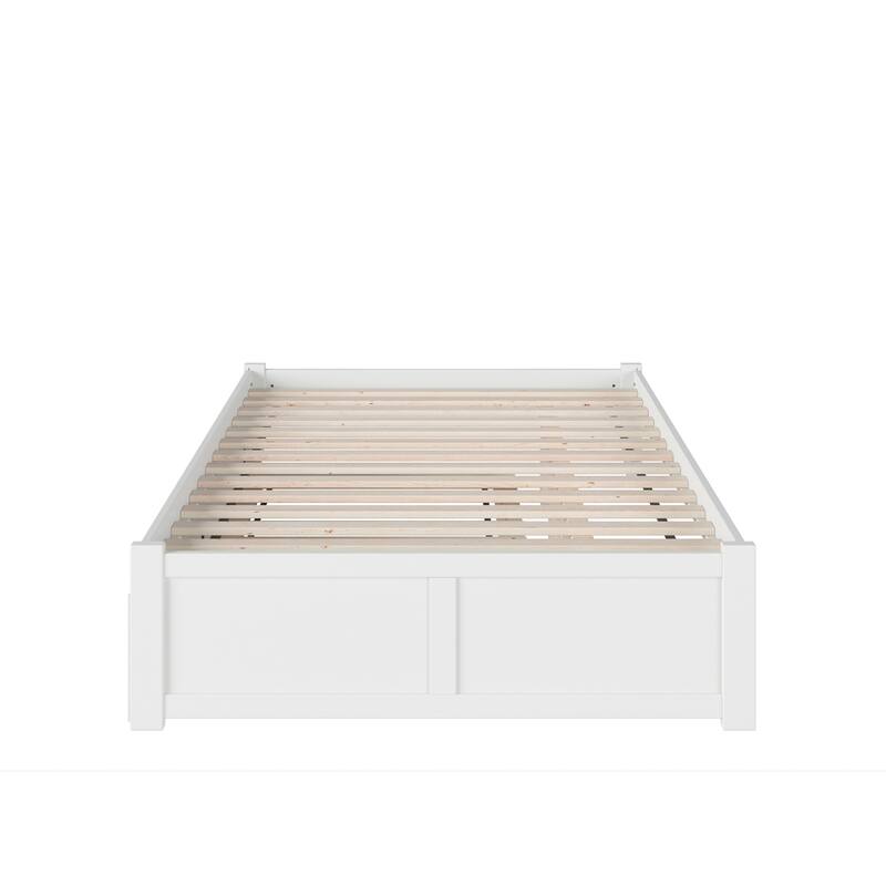 Concord King Platform Bed with Footboard & Twin XL Trundle in White
