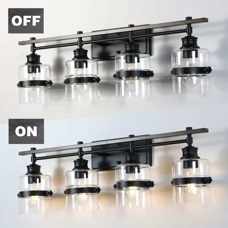 ExBrite 3-lights Bathroom Dimmable Black Vanity Lights Modern Wall Sconce Lighting