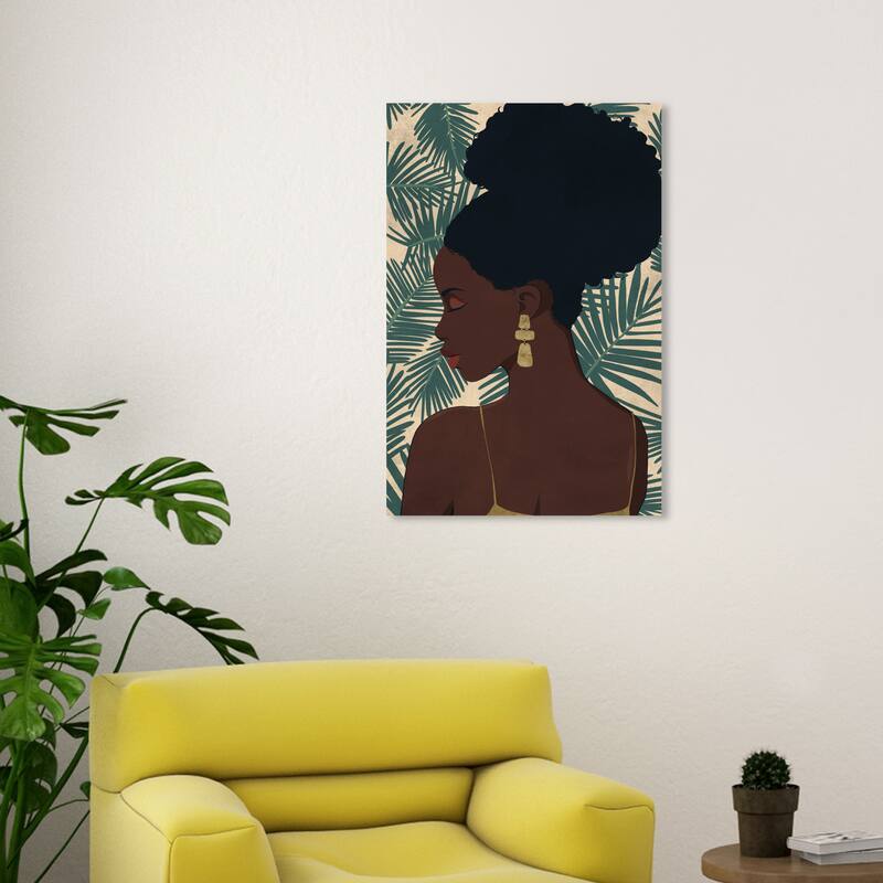 Wynwood Studio Fashion and Glam Asked her to pose Green and Modern & Contemporary Wall Art Canvas Print - 30 x 20