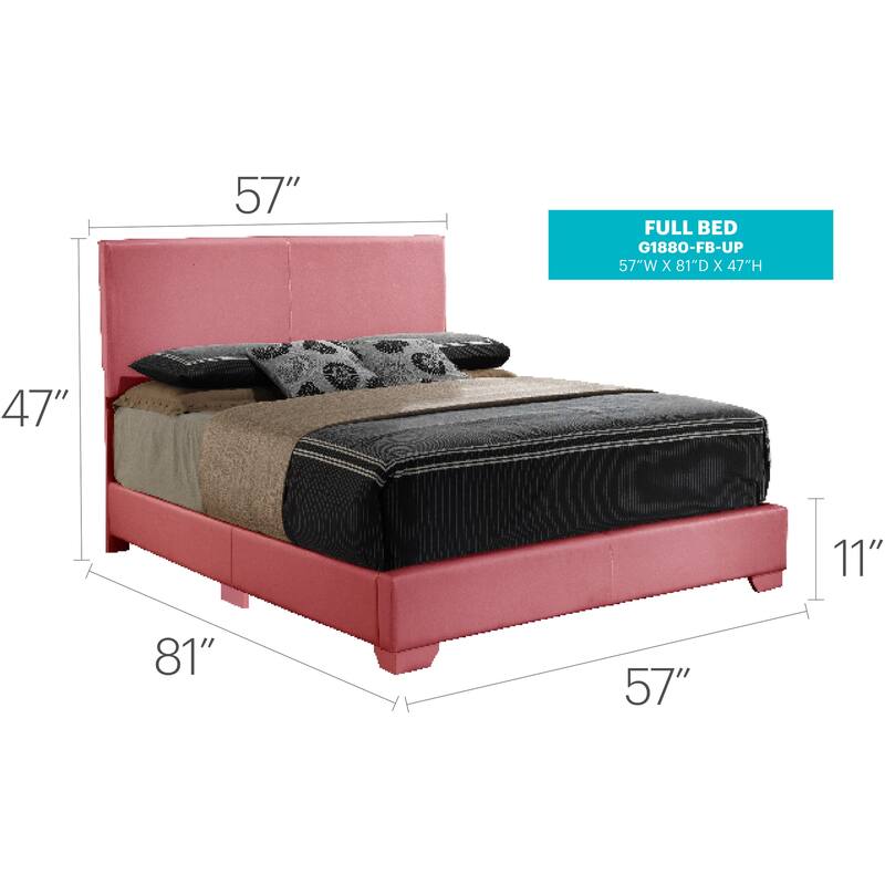 Pink Full Bed with Charming Casual Design, Easy Assembly, Compact Fit