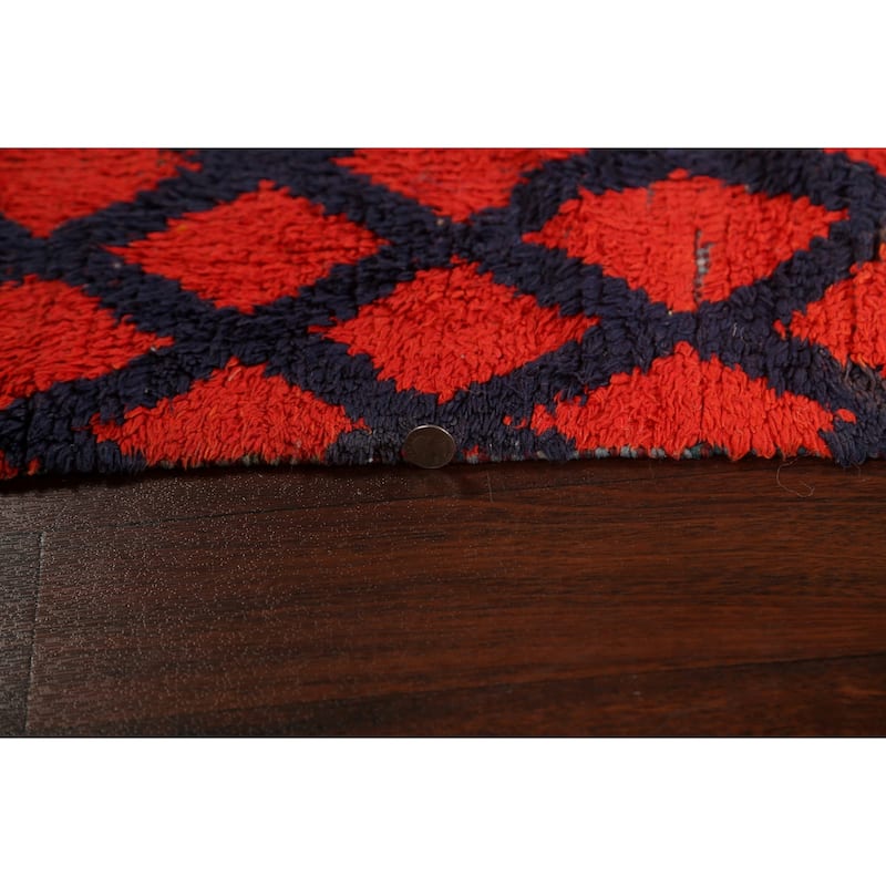 Checkered Tribal Moroccan Oriental Wool Area Rug Hand-knotted Carpet - 2'9" x 5'8"