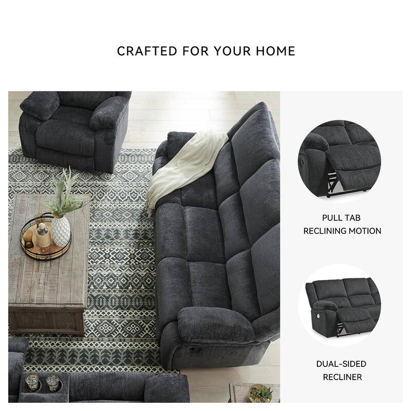 Draycoll Contemporary Reclining Sofa, Slate