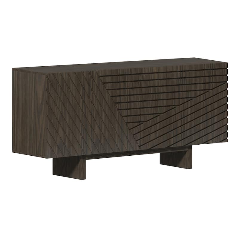 Clihome Mid-century Wood 4-Door Buffet Sideboard Cabinet