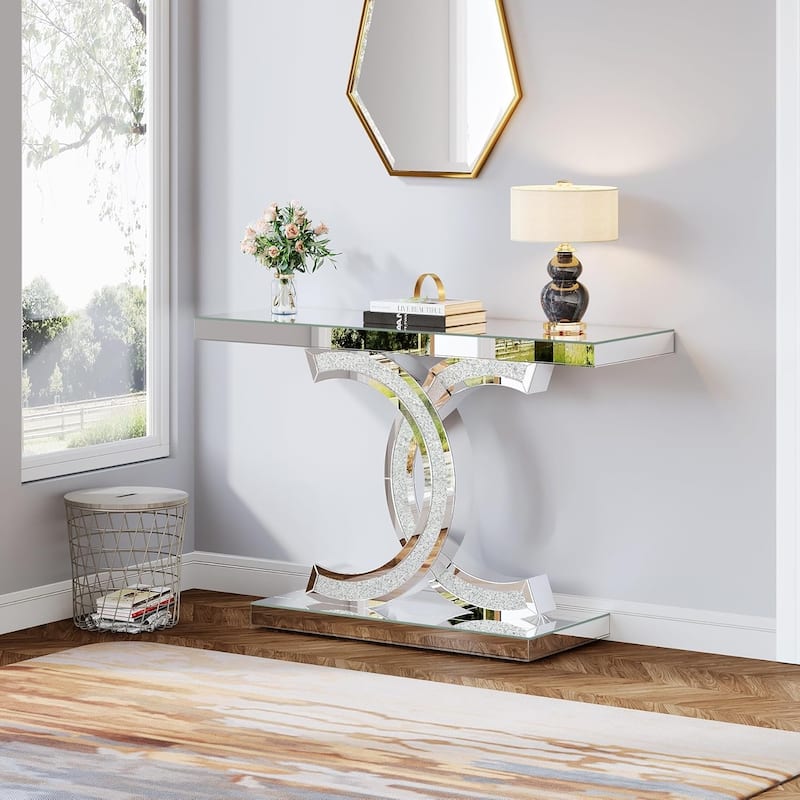 Console Table, Entryway Table with Geometric Legs, Sofa Table - 11.81"D x 39.37"W x 31.49"H