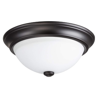 13" Prominence Home Classic Flushmount, Bowl Light, Frosted Glass, Bronze