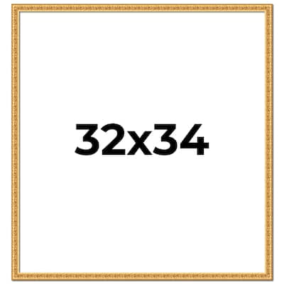 32x34 Frame Gold Real Wood Picture Frame Width 1 inches | Interior