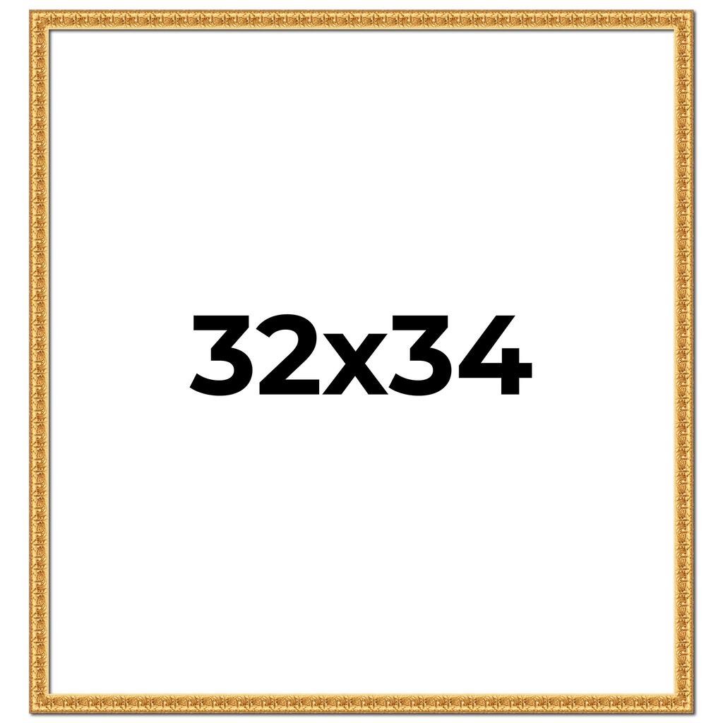 32x34 Frame Gold Real Wood Picture Frame Width 1 inches | Interior