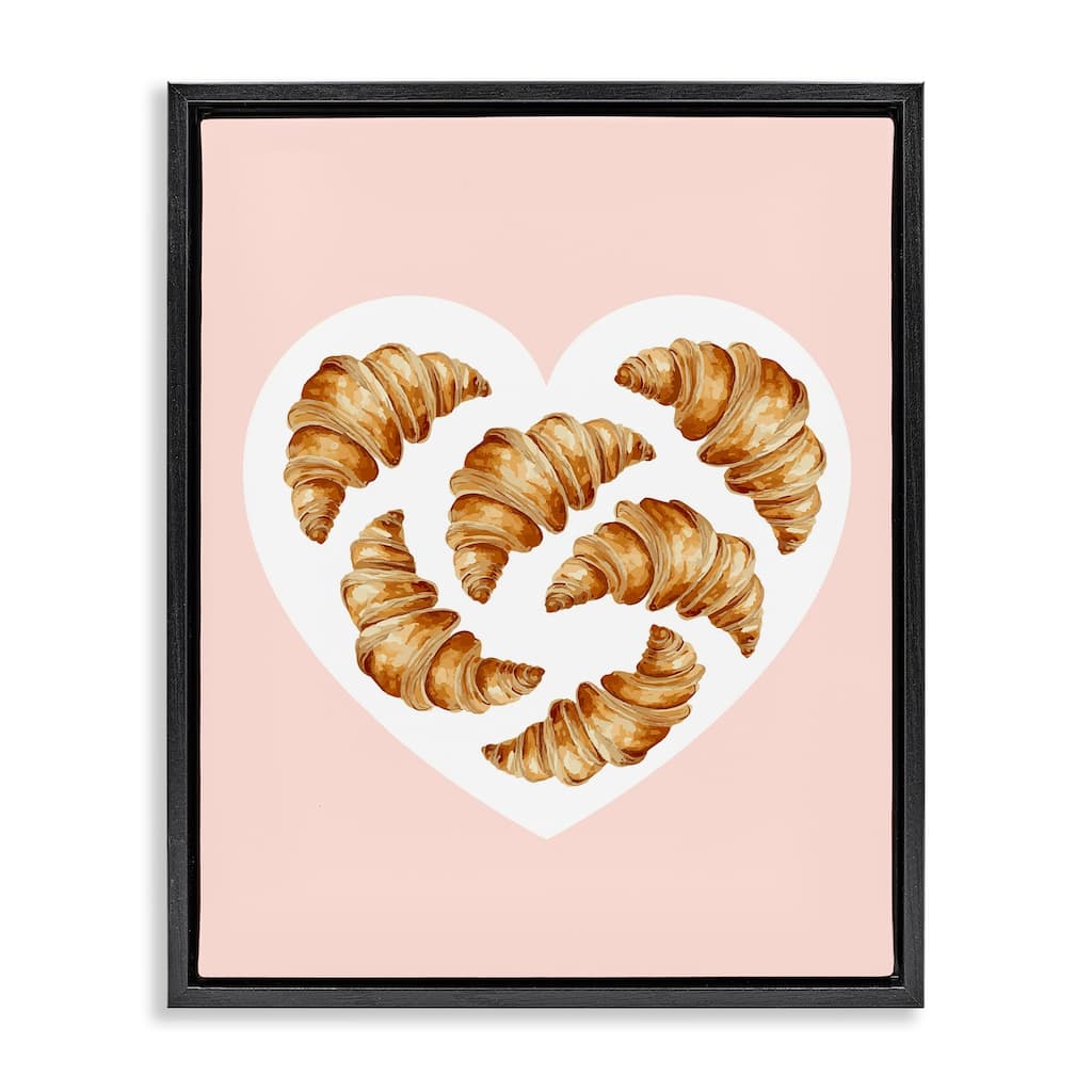 Stupell Morning Croissants in Heart Shape Framed Floater Canvas Wall Art Design By Lil' Rue