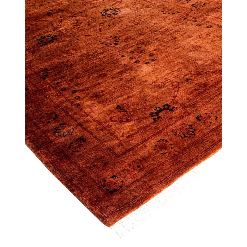 Overton Hand Knotted Wool Vintage Inspired Modern Contemporary Overdyed Brown Area Rug - 3' 2" x 5' 7"