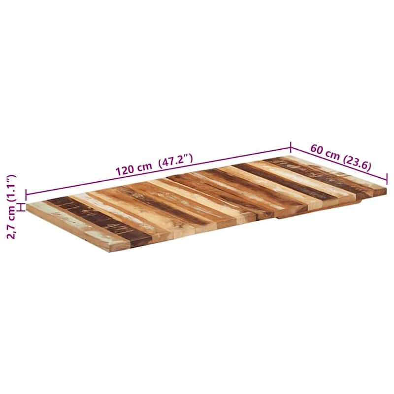 vidaXL Rectangular Table Top 23.6x47.2" 0.98 - 1.06 " Solid Reclaimed Wood - Multicolor - 47.2 x 23.6"