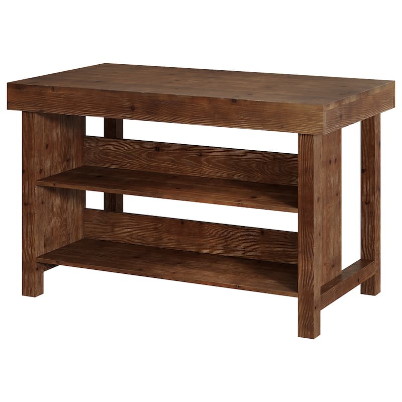 Solid Wood Kitchen Island, Open Storage Counter Height Table, Kitchen Dining/Living Room Coffee Bar Accent Island