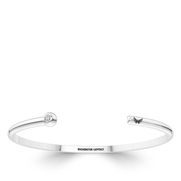 Washington Capitals Engraved Sterling Silver Diamond Cuff Bracelet. Opens flyout.