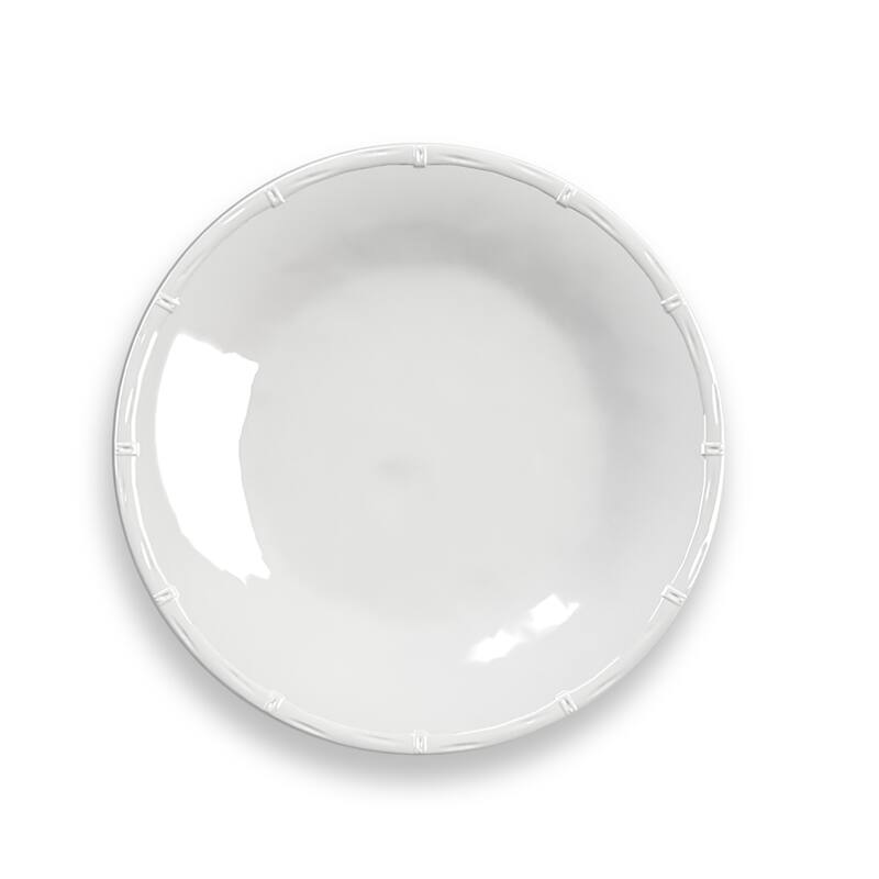 Abode Homewares Bamboo Raised Rim Melamine Dinner Plate - White - 10.5" - Set of 6