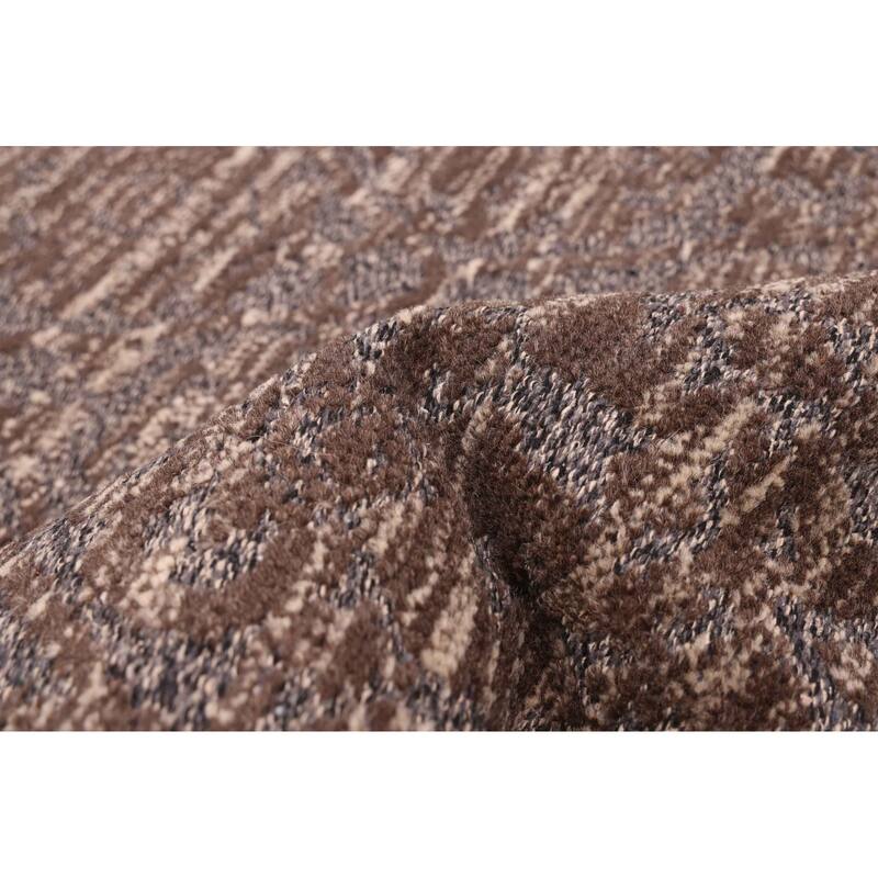 ECARPETGALLERY Hand-knotted Tangier Dark Brown Wool Rug - 5'3 x 7'10