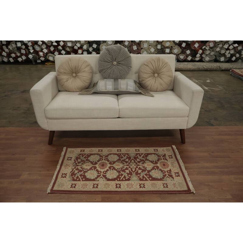 Hand Knotted Oriental 100% Wool Carpet Traditional All-Over Brown Ziegler Area Rug - 3' 7'' X 2' 2''