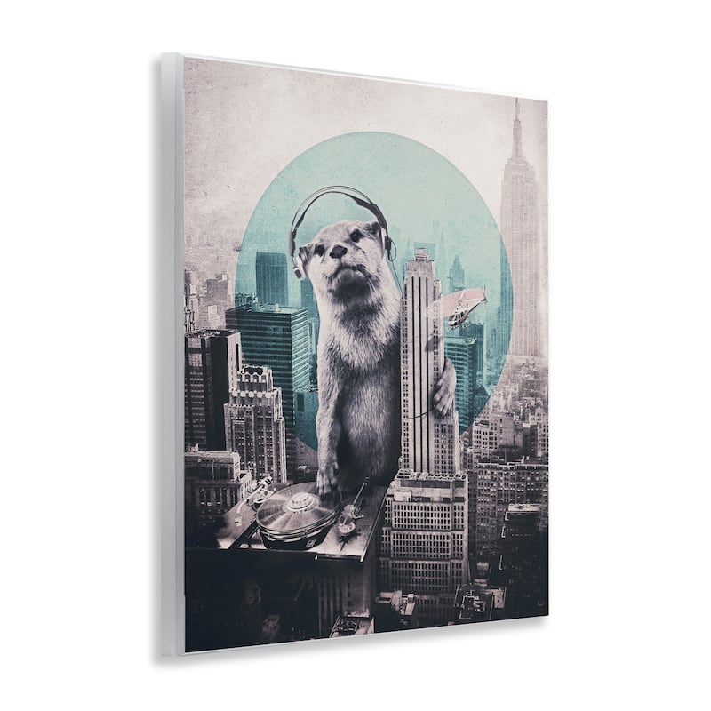 Stupell DJ Otter over Cityscape Wall Plaque Art Design By Ali Gulec
