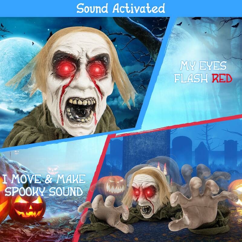 Gymax Halloween Skeleton Groundbreaker Decoration Sound-Actived