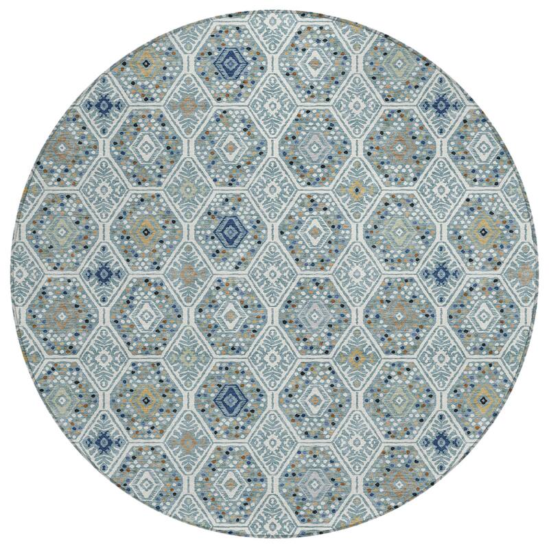 Machine Washable Indoor/ Outdoor Modern Hexi Chantille Rug