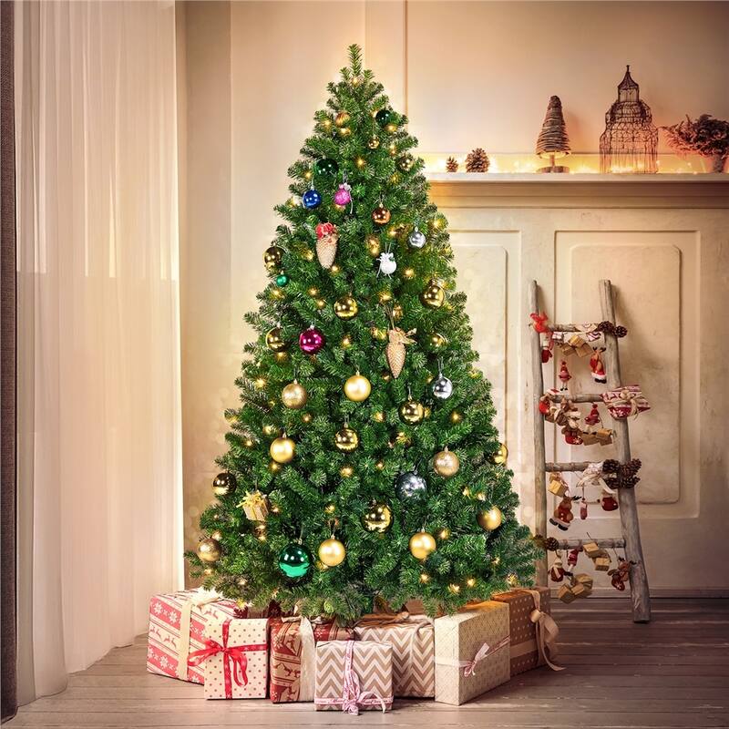Yaheetech Pre-lit Spruce Artificial Hinged Holiday Christmas Pine Tree - 6 Foot