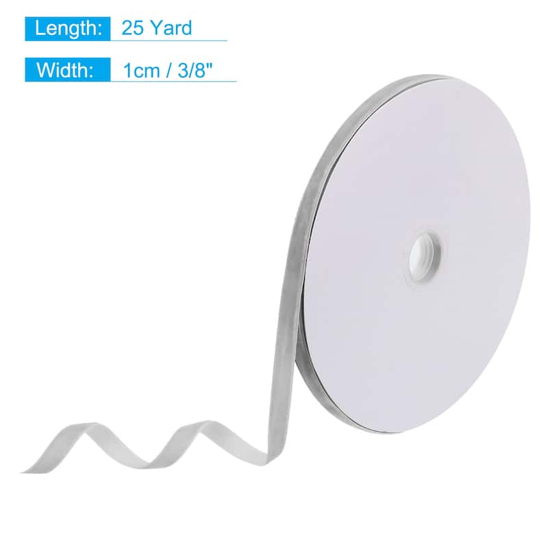 Velvet Ribbon 25 Yard Single Face Spool Silky for Gift Wrapping Decor - Light Grey - 3/8 Inch x 25 Yard