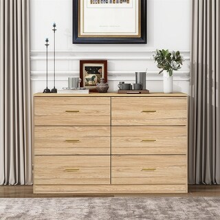 Modern Versatile Usage Wide Chest of Drawers with Gold Metal