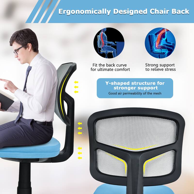 Costway Armless Office Chair Adjustable Swivel Computer Mesh Desk - See details