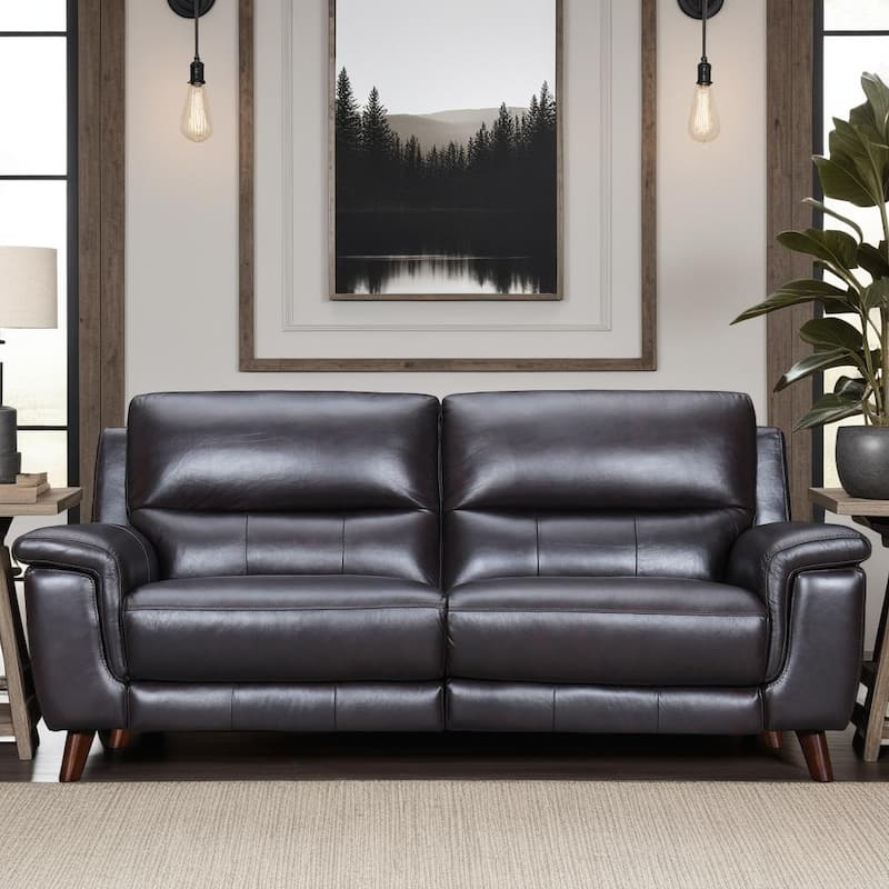 Lizette 78" Dove Gray or Brown Leather Power Recliner Sofa with USB
