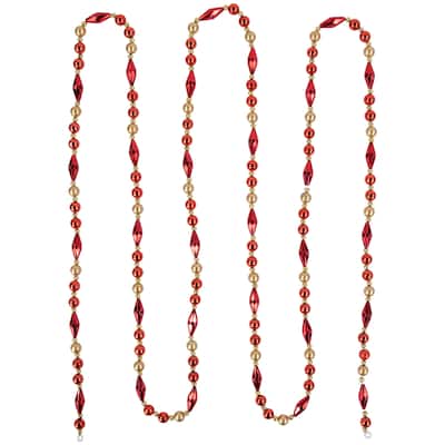 9'x0.5" Shiny Matte Red Beaded Shatterproof Artificial Garland