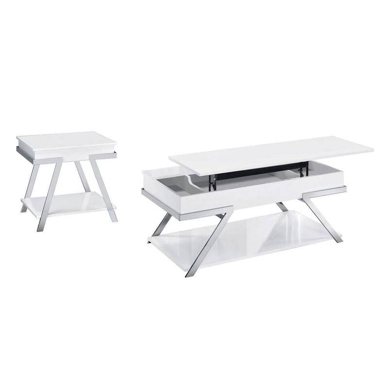 Contemporary Style 1pc End Table High Gloss Finish Chrome Frame Gorgeous Living Room Furniture